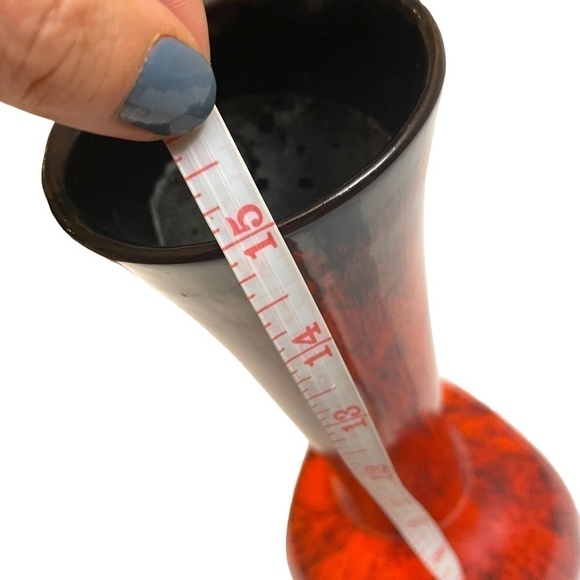 Vintage Red And Black Drip Pottery Vase - Picture 6 of 10